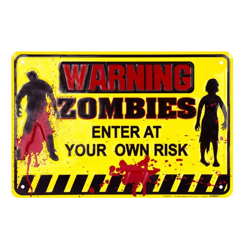 Warning Zombies Enter At Your Own Risk Tin Plate Signs Vintage Metal Painting Wall Decoration huismerk kopen in de aanbieding Warning Zombies Enter At Your Own Risk Tin Plate Signs Vintage Metal Painting Wall Decoration huismerk kopen in de aanbieding