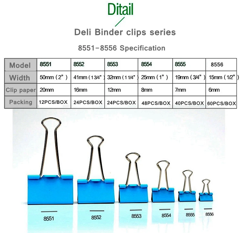 24 шт./кор. Deli 8553 скрепки 1-1/"(32 мм) Цветные клипсы скрепки для документов