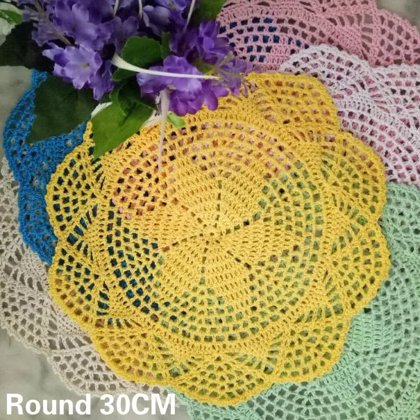 

30CM Round Vintage Beautifully Crochet Flower Table Place Mat Dinner Coffee Cup Coasters Doilies Home Kitchen Placemat Decor Pad