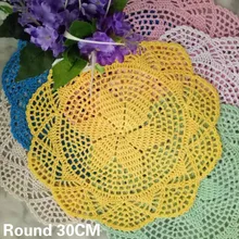 30CM ronda Vintage bellamente Crochet flor Mesa lugar Mat cena café taza posavasos Doilies Home cocina mantel decoración Pad