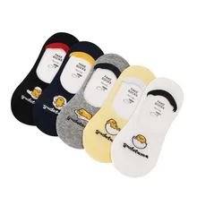 6 пар, женские лодочные носки, летние невидимые Нескользящие силиконовые дышащие хлопковые носки для девочек, милые забавные яйца, женские носки тапочки