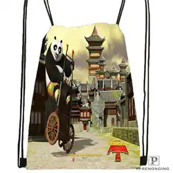 Пользовательские кунг-фу-панда походная сумка на шнурке милый рюкзак для детей (черная спина) 31x40 см #20180611-02-66