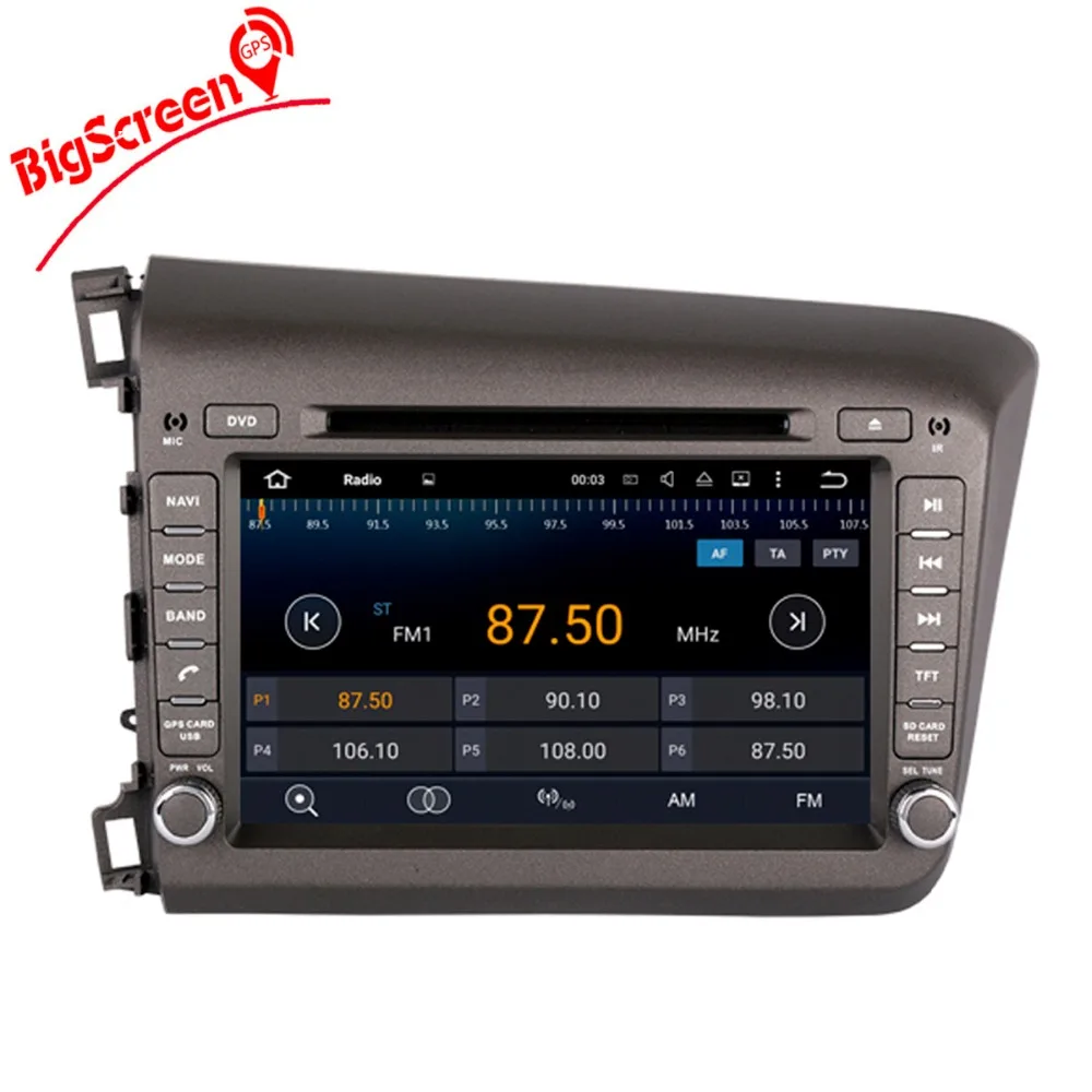 Perfect 8 Inch Quad Core Car Stereo GPS Navigation For Honda Civic Left 2012 2013 2015 Head Unit Multimedia Free Map Monitor Bluetooth 5