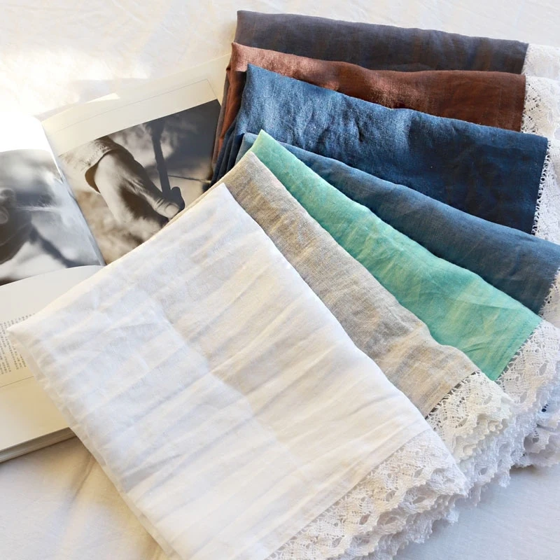 

100% Linen Pillowcases with Lace Edge Eco-friendly Pure Hemp Fabric Pillow Sham Home Textile