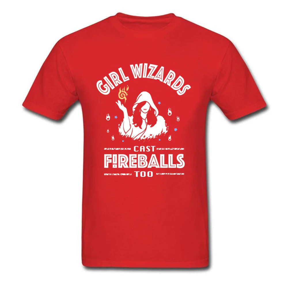 Girl Wizards cast Fireballs too Father Day Pure Cotton O Neck Tops Shirt Short Sleeve 3D Printed Tee-Shirts Graphic T Shirt Girl Wizards cast Fireballs too red