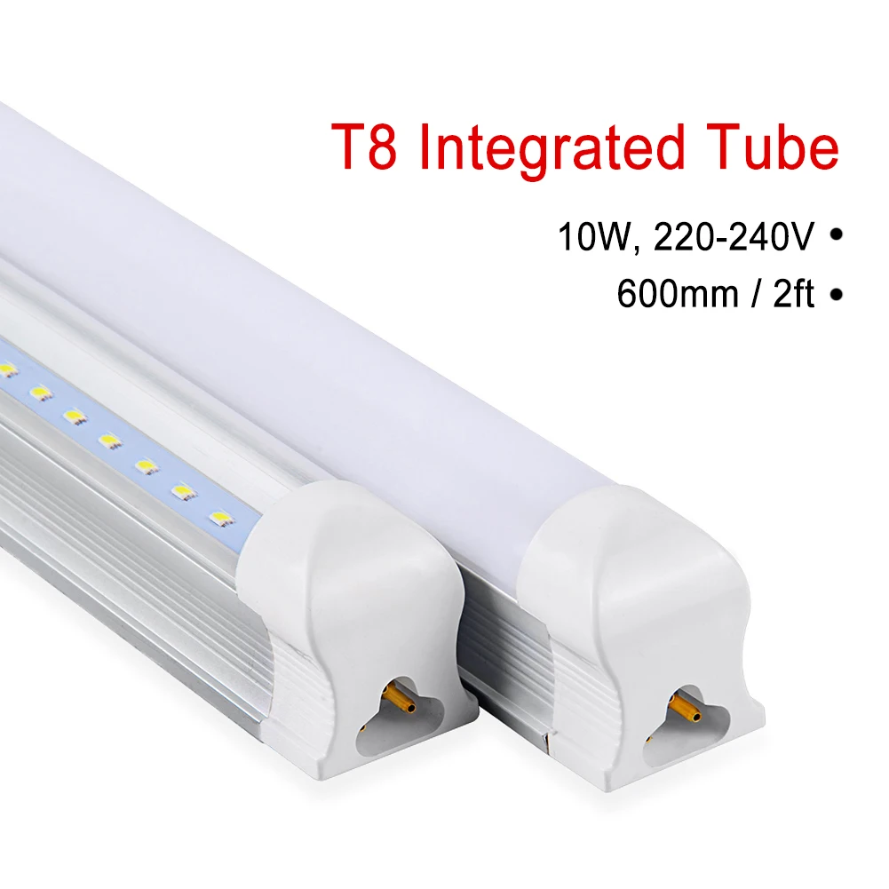 Goodland светодиодный ламповый Светильник T8 600 мм 2 фута светодиодный ламповый светильник 10 Вт светодиодный Встроенный ламповый 220 в 240 В светодиодный светильник s ламповый светильник ing Clear/Milky Cover