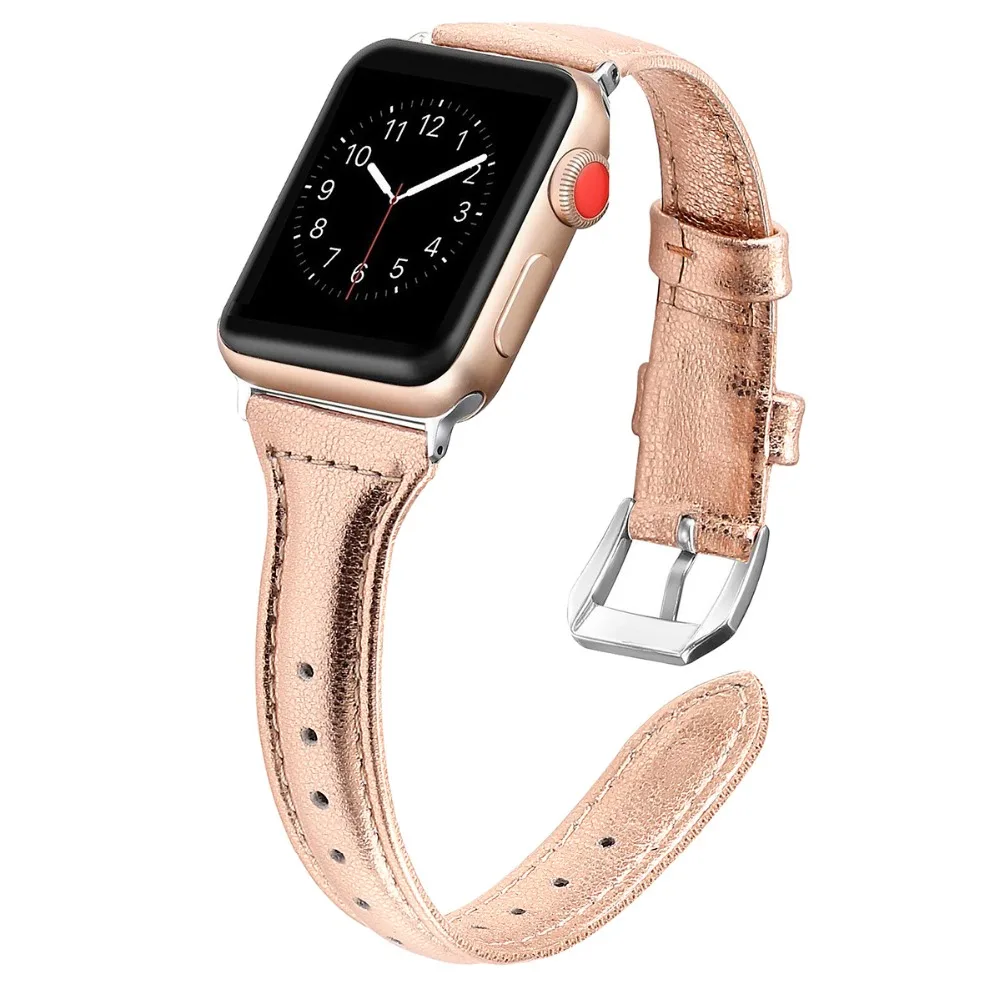 Ремешок с цветами для Apple Watch кожаный браслет iWatch 4 3 2 40 мм 9 видов цвета розового