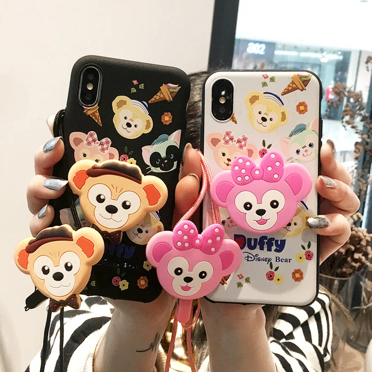 For Samsung Note 8/9 phone case for Galaxy S8 Duffy bear shell s7edge s8/s9/s10/plus soft back cover couple gifts s10lite+ strap