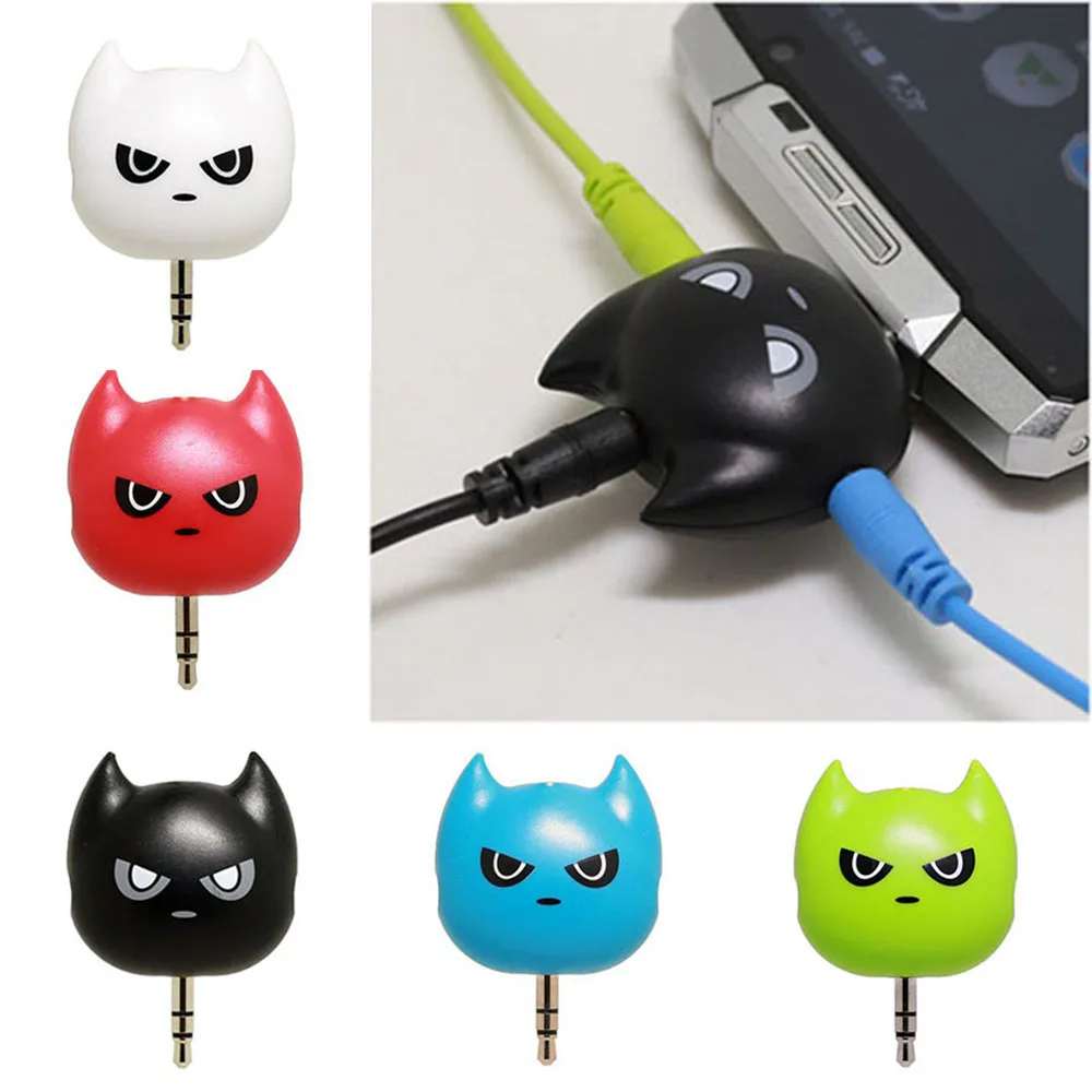 Cute Cat 3.5mm Audio Splitter Earphone Headphone Cable Male to 3 Female Adapterin Earphone