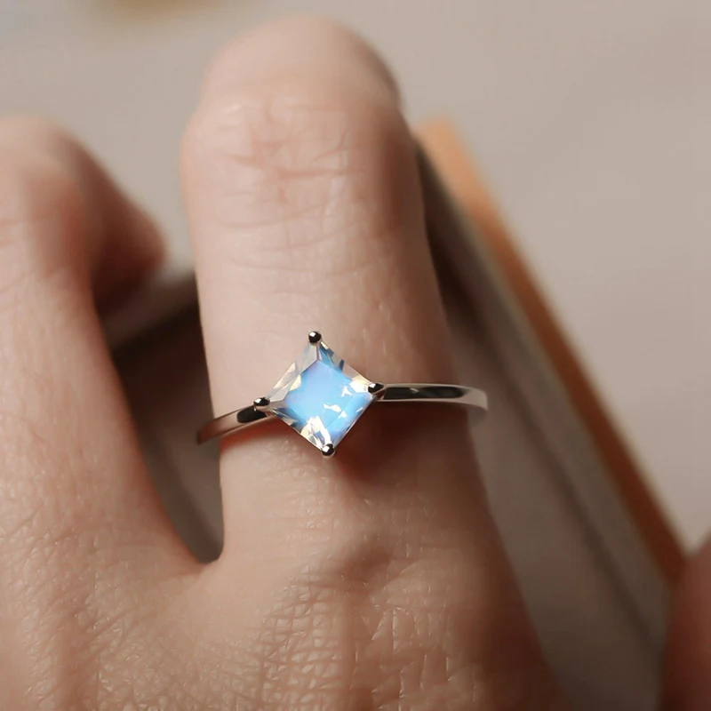 

2019 Luxury AAA Zircon Ring Square CZ Wedding Rings for Brides Silver Ring Gift Jewelry
