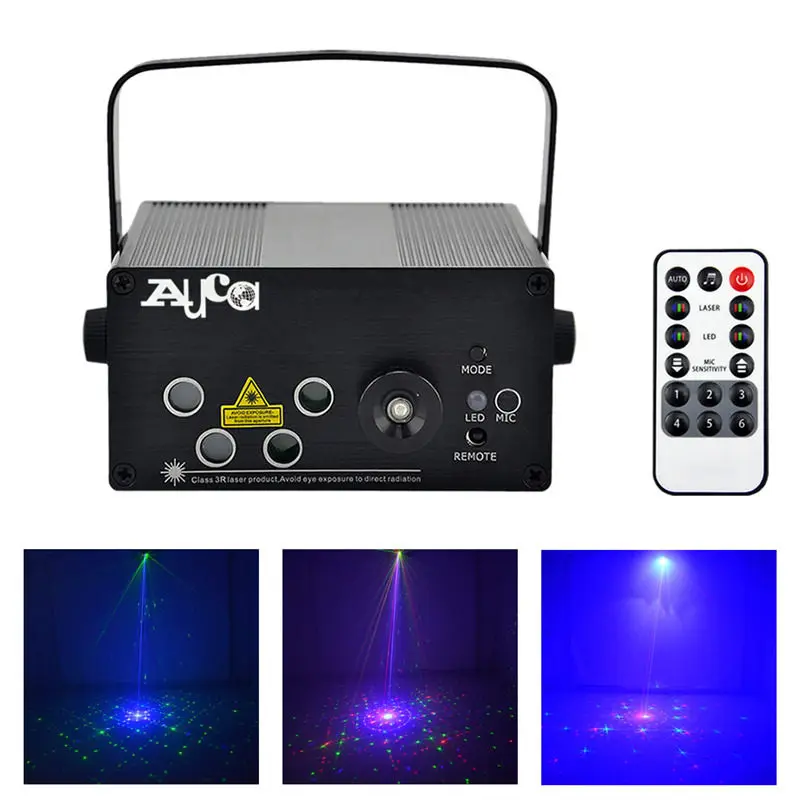 

AUCD Mini Remote 96 Patterns RGRB 4 Laser & BLUE LED Mix Effects Stage Lighting Club Home Party Show Wedding Xmas Lights L96RGRB