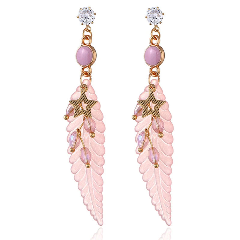

1Pair Exquisite 2018 Allergy Free 4 Colors Gifts Simple Personality With Hundreds Of Ears Nail Acrylic Leaf Drop Earrings