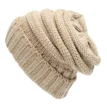 Women Men Winter Knitted Wool Cap Unisex Folds Casual Beanies Hat Solid Color Hip-Hop Skullies Beanie Hat Gorros W2