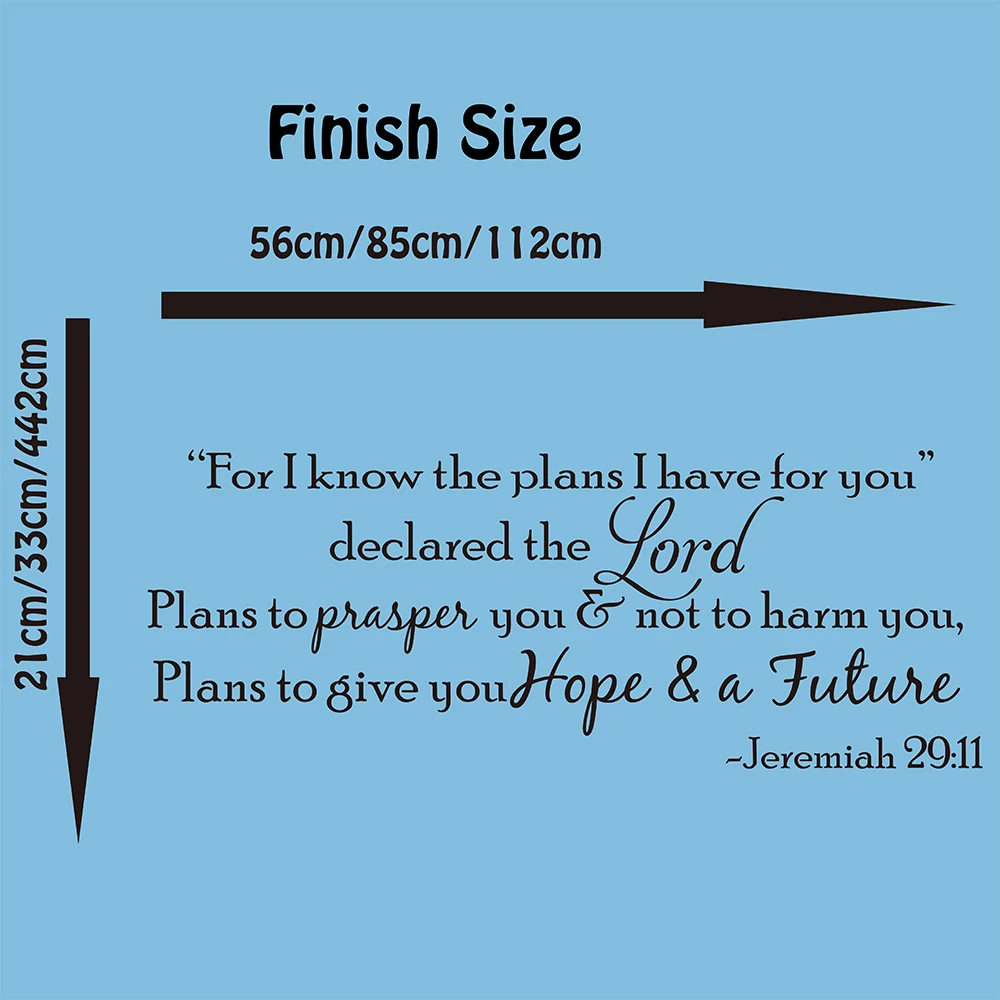 For I Know The Plans Jeremiah 2911 Lord Wall Sticker Bedroom Bible Verse Word Jesus Religion Wall Decal Vinyl Decor (1)
