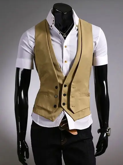 Custom Made Tan Champagne Waistcoats Slim Fit Mens Wedding