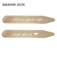 SHANH ZUN 2 Pcs Stainless Steel Collar Stays Bones for Mens Dress Shirt Engraved Collar Tabs Never Give Up Just Do It 5 Colors shanh zun personalized customize engraved stainless steel metal collar bones shirt tabs stiffeners inserts golden gift for men
