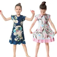 Летнее вечернее платье для девочек детские пижамы ночные рубашки из спандекса для девочек детская одежда для сна Одежда для девочек от 2 до 10 лет