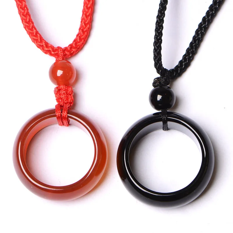 

Natural Black Red Agate Pendant Beautiful Chalcedony Pendant Necklace Men Women Lover's Fine jade Jewelry Free Rope
