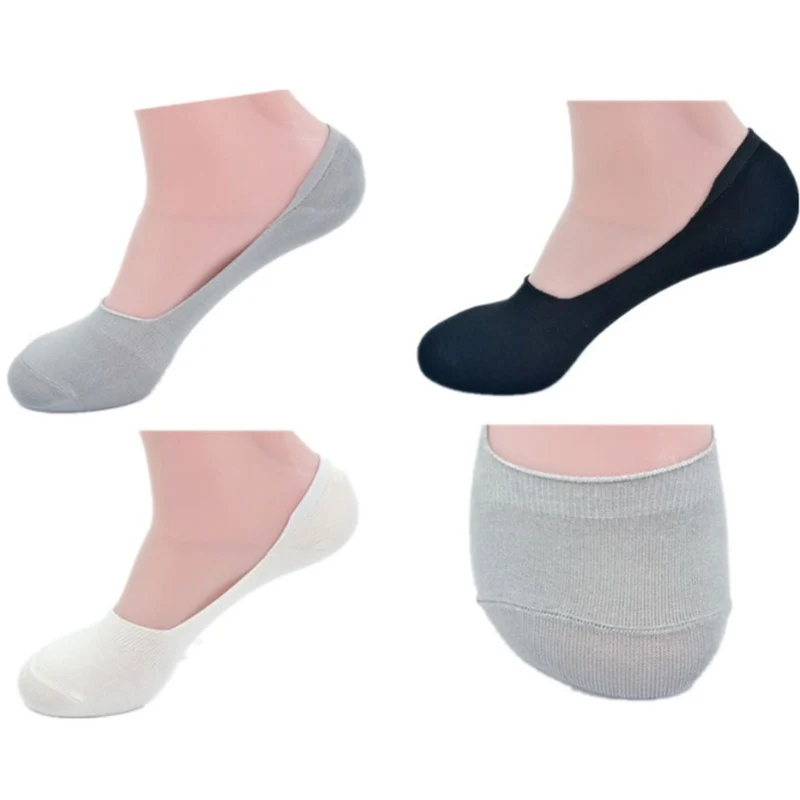 Three Pairs Men's Cotton Boat Socks-0