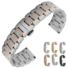 14, 16 мм, 18 мм, 19 мм, 20 мм, 21 мм, 22 мм, 23 мм, 24 мм, нержавеющая сталь, ремешок для часов, браслет для часов, браслет с застежкой-бабочкой