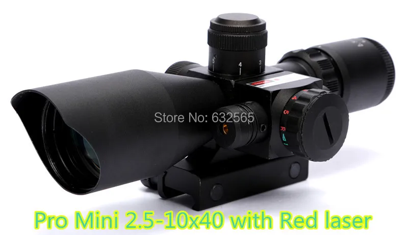 

Pistola airsoft 2.5-10X40 Red&Green Dot illuminated Reticle Rifle Scope Laser Sight Telescopic With Adjustable Mount Combo Guns