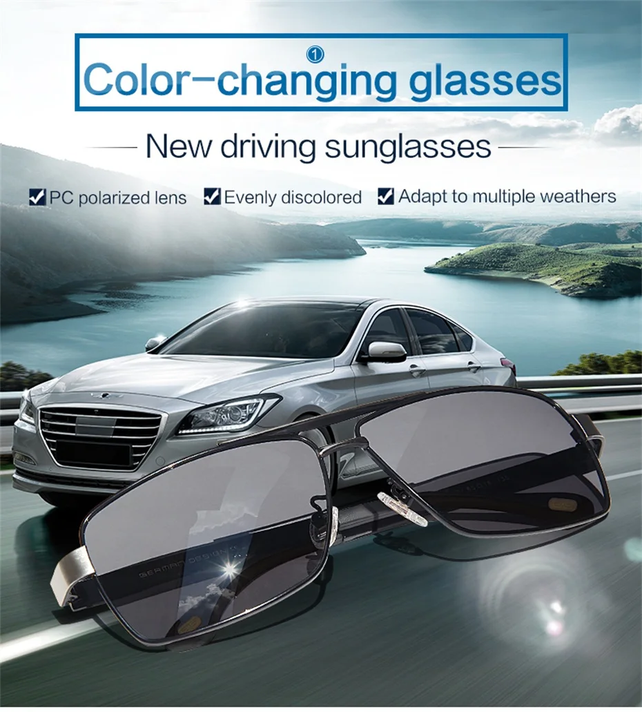 MORAKOT, новинка, фотохромные поляризованные солнцезащитные очки для мужчин, анти-УФ, для путешествий, вождения, UV400, солнцезащитные очки, классические мужские очки P000031
