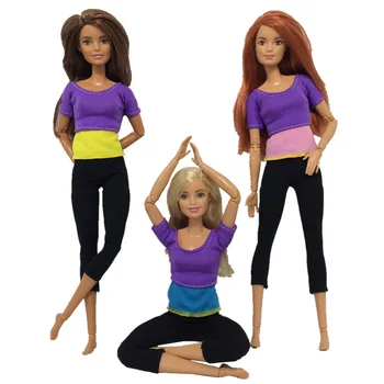 

NK One Pcs Newest Doll Yoga clothes Fashion Yoga Vest & Trousers Pants For Barbie Doll Accessories Hot sale Handmade Dresses
