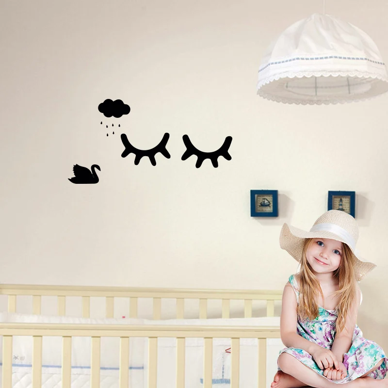 

Cartoon Style Cute Sleepy Eyelashes Pattern Wall Stickers Diy Kids Living Room Decorating Baby Room Wall Art Free Shipping