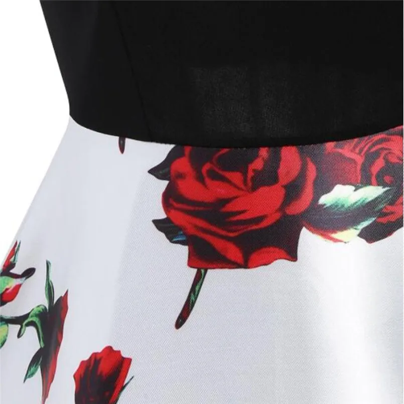 New Fashion Women Summer Off Shoulder Vintage Print Retro Rockabilly Cocktail Dress Elegant Ladies Casual Party Vestidos #4R09   (2)