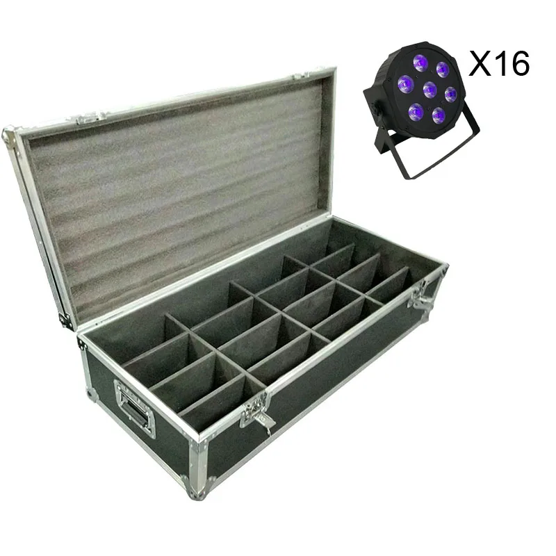 

Flight Case with 6/8/10/12/16pcs/lot LED Flat Par 7x3W Ultraviolet Color Stage Lighting with Professional for Party KTV Disco