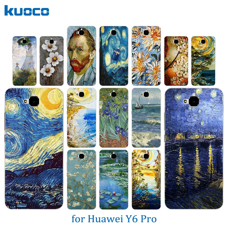 5 0 &quotдля Huawei Y6 Pro Мягкий ТПУ чехол для телефона Ван Гог шаблон Honor 4C Pro/Enjoy 5/Y6 задняя