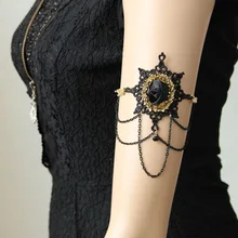 Женские ювелирные изделия браслет снежинка любовь снег Flack черный цветок кружевной слой цепи камень капля готические вечерние повязки браслет для ношения выше локтя