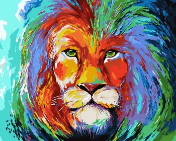 

Frameless oil painting by numbers paint by number for home decor oil picture painting 5065 impression lion