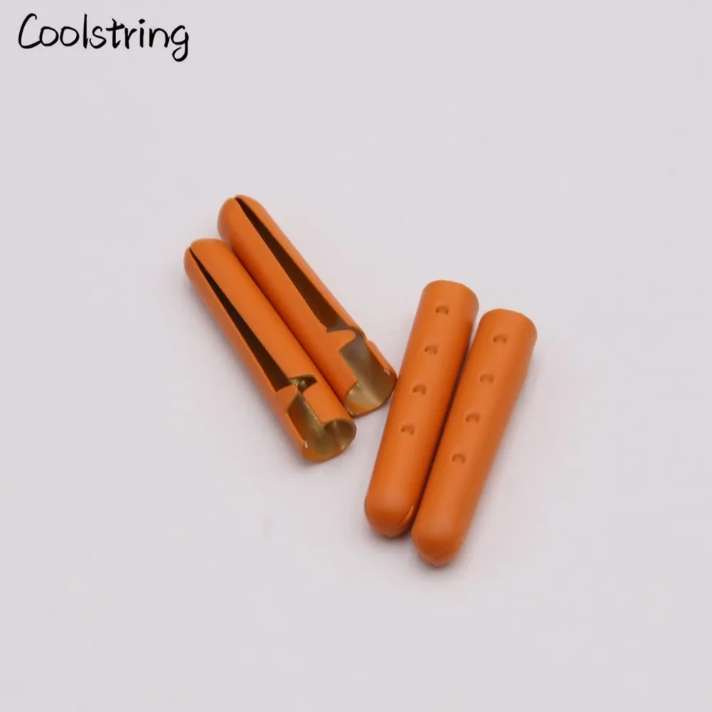 Coolstring New 4pcs/set 4.0x23mm Fluorescent Yellow Orange Painting Metal Tips For Shoelace Drawstring Clothing DIY Accessories