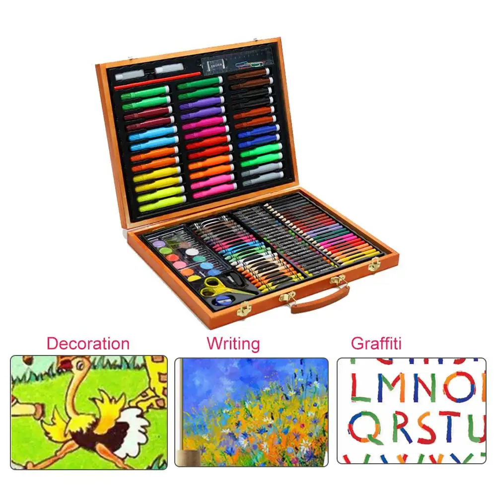 Caixas de Pintura Papelaria das Crianças Desenho Canetas Definir Crianças Presentes Aquarela Caneta Conjunto Pintura Aprendizagem Kit 150 Pçs Mod. 108476 9 definir crianças presentes aquarela caneta conjunto pintura