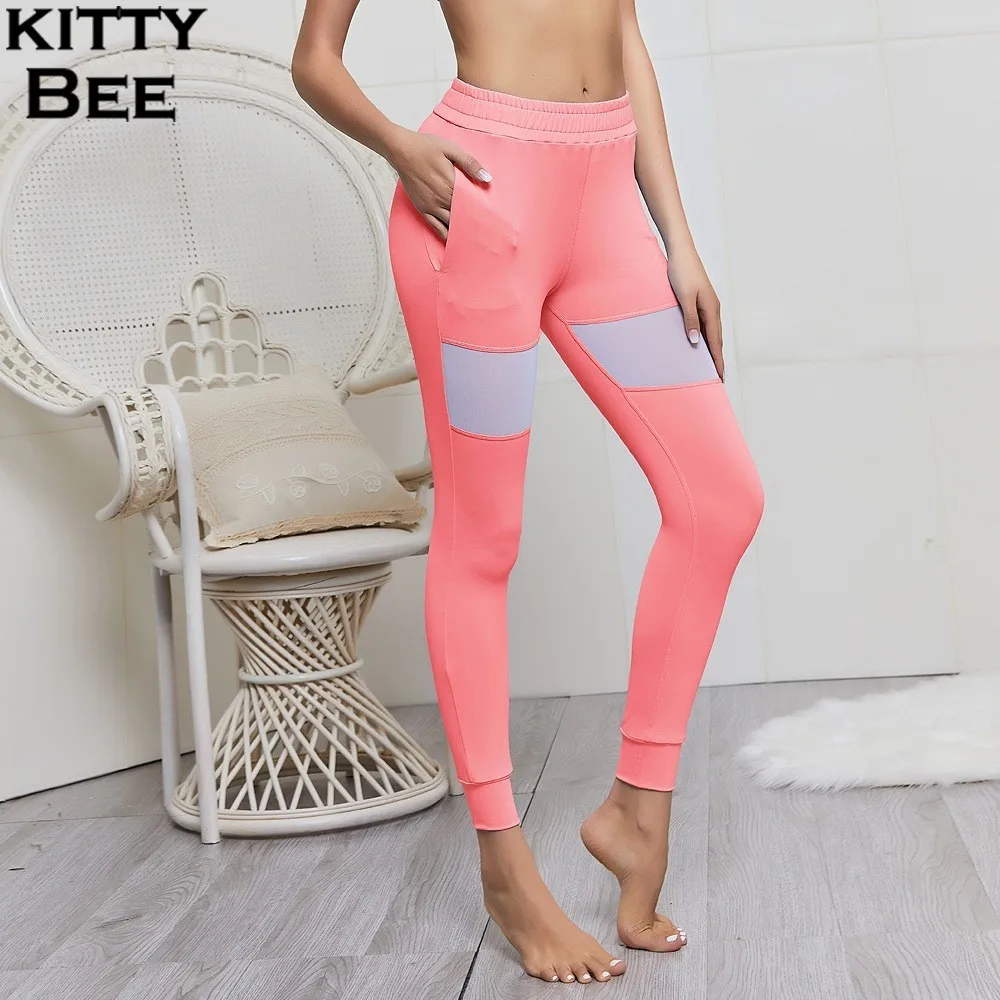 

Gym Leggings For Fitness Women Sports Leggings High Waist Yoga Pants With Pockets Mesh Yoga Leggings Sports Wear For Women Gym