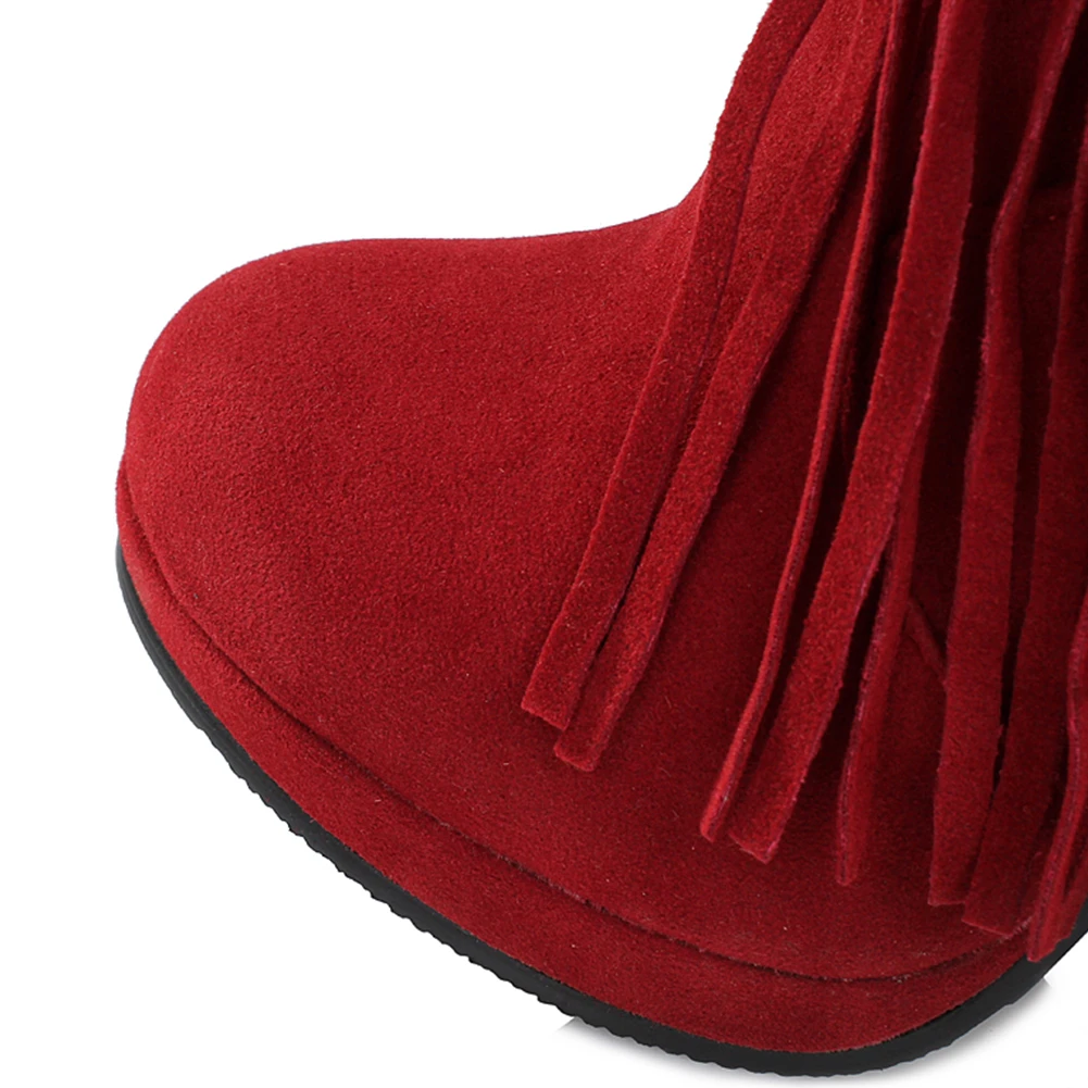 LAPOLAKA/ г. Большие размеры 32-43, модные зимние сапоги с бахромой Модная стильная женская обувь на высоком каблуке женские сапоги до колена