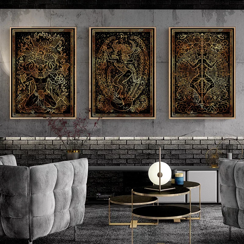 

Twelve constellations Home Decor Nordic Canvas Painting Vintage Wall Art Poster Picture For Living Room Retro Abstract Painting