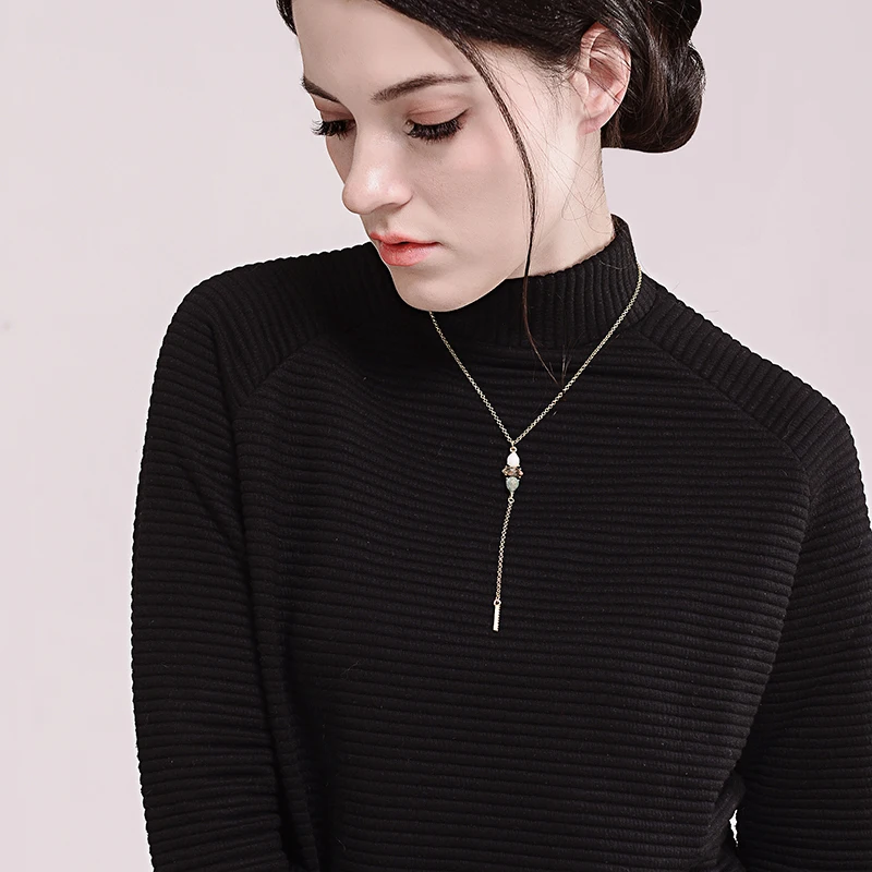 

Simple Natural Stone Crystal Bar Pendant Necklace Women Fashion Indian Jewelry Cheap Maxi Necklace Wholesale