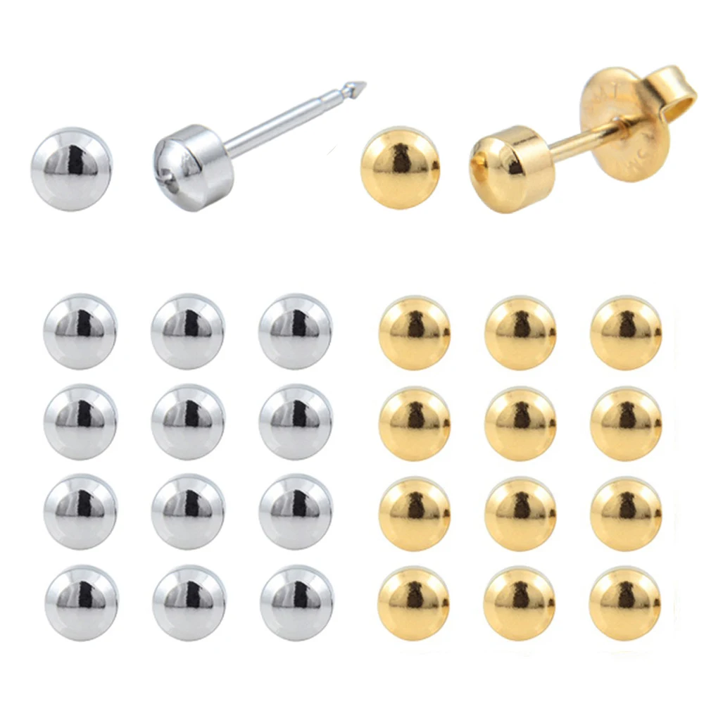 Pair Star Round Ball Full Moon Shaped Ear Piercing Stud Body Jewelry 12pairs Stainless Steel Gold Silver Full Moon Piercing Ear Stud Jewelry Earring Not For
