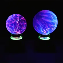 USB Magic Black Base Glass Plasma Ball Sphere Lightning Party Lamp 4 5 6 inch Crystal Magic Ball Purify Air Novelty Nighting