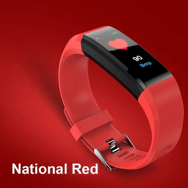 Waterproof Smart Bracelet Watch 115 Plus Blood Pressure Monitoring Heart Rate Monitoring Smart Wristband Fitness Band W