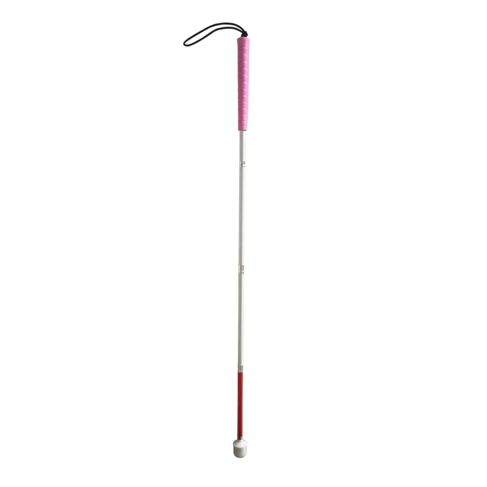 100 см Длина алюминиевая подвижная складная трость для слепых(складывается вниз 4 секции) белый тростник для детей - Цвет: Pink Handle
