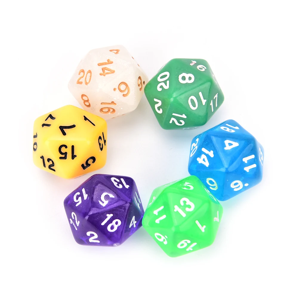 

1PC High Quality Colorful D20 Dice Set Opaque effect,Dungeons and dragon 20 side Digital Dice number 1-20 for Rpg Game DICE