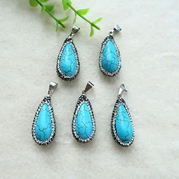 

10pcs Natural Druzy geode tophus Stone Pendant, Paved rhinestone Crystal Caps Charms Finding For DIY EARRINGS Necklace Jewelry