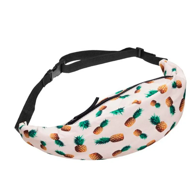 

2018 New Arrival Fashion Neutral Belt Waist Bag Pineapple Printed Waist Pack Pouch Summer Money Mobile Phone Zipper Fanny Pack T