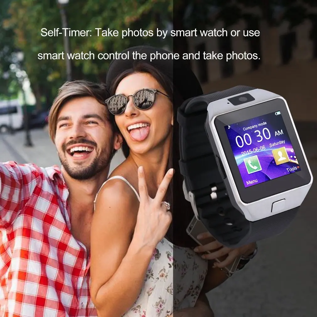 DZ09 Bluetooth Смарт часы Шагомер кожаный ремешок спортивные для IOS Android Мини телефон