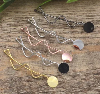 

10mm Blank Bobby Pins Hairpins Bases Flat Circle Glue Pad Cute Hair Clip Findings DIY Hair Accessories Women's Jewelry