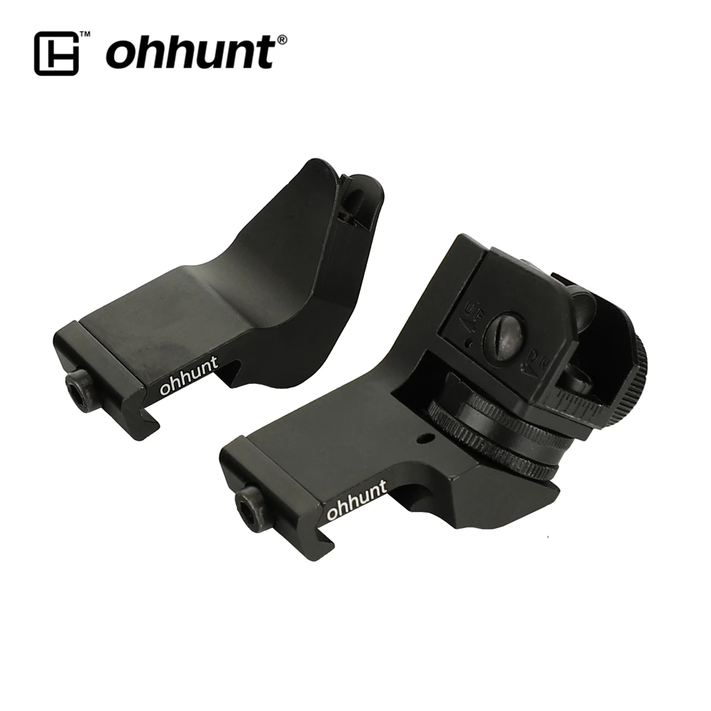 ohhunt Front and Rear 45 Degree Offset Hunting Tactical Rapid Transition BUIS Backup Iron Sight Set (1)