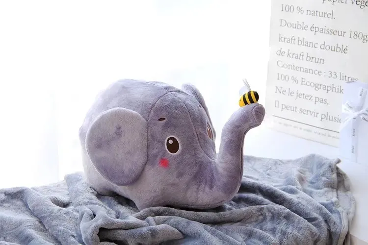 IVYYE слон Медведь Аниме, плюшевая вещь аксессуары Плюшевая Кукла Мягкие пушистые теплые мягкие игрушечное одеяло кровать плед - Цвет: Pillow and Blanket